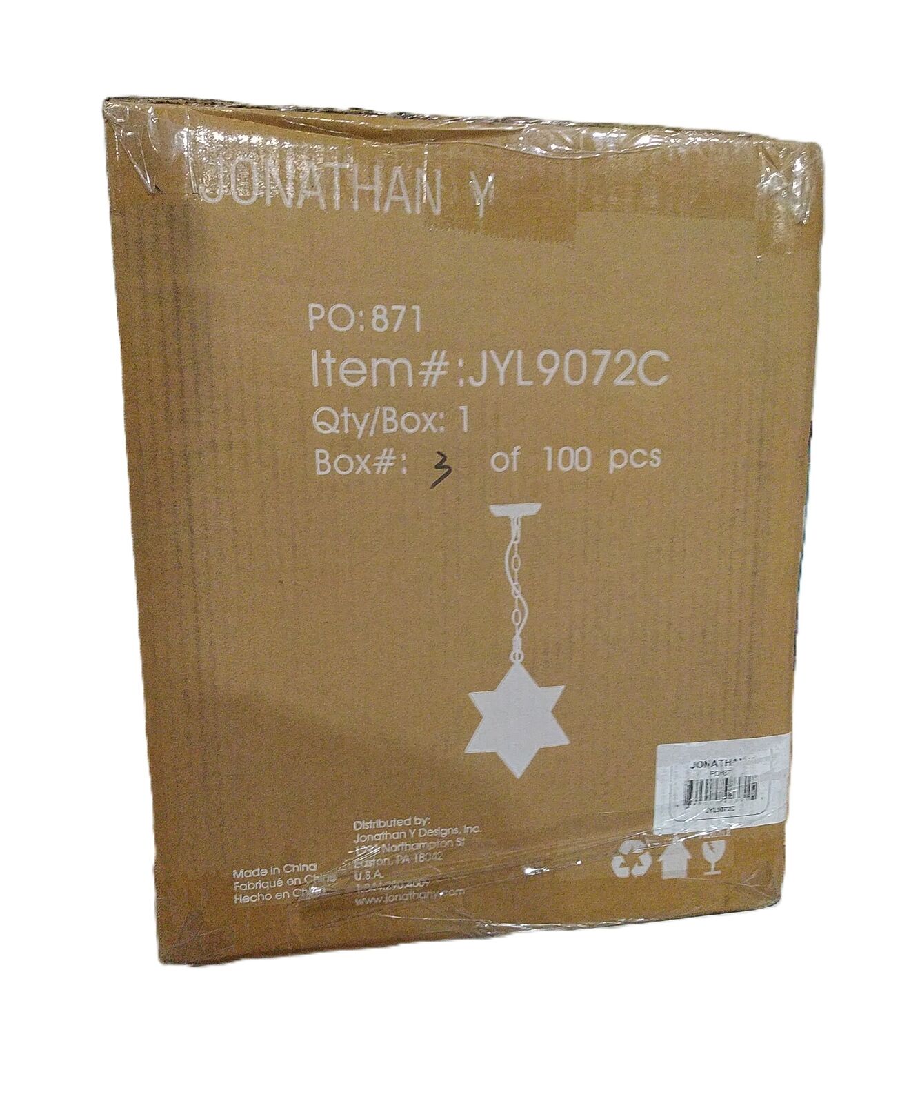 JONATHAN Y Stella 12" Nickel/Clear Moravian Star Metal/Clear Glass LED Pendant