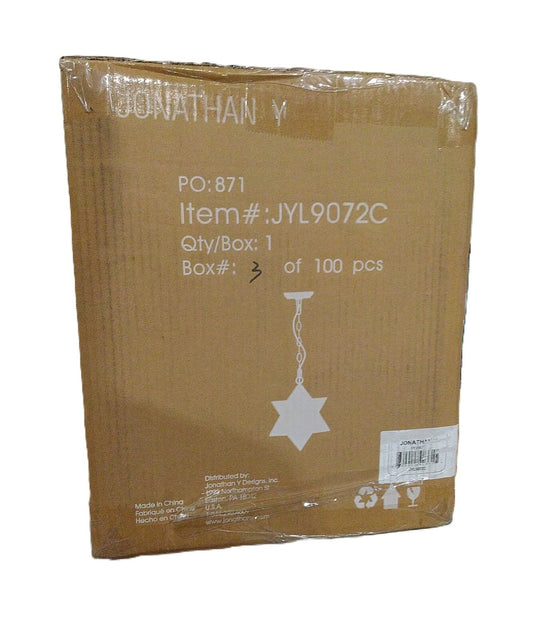 JONATHAN Y Stella 12" Nickel/Clear Moravian Star Metal/Clear Glass LED Pendant