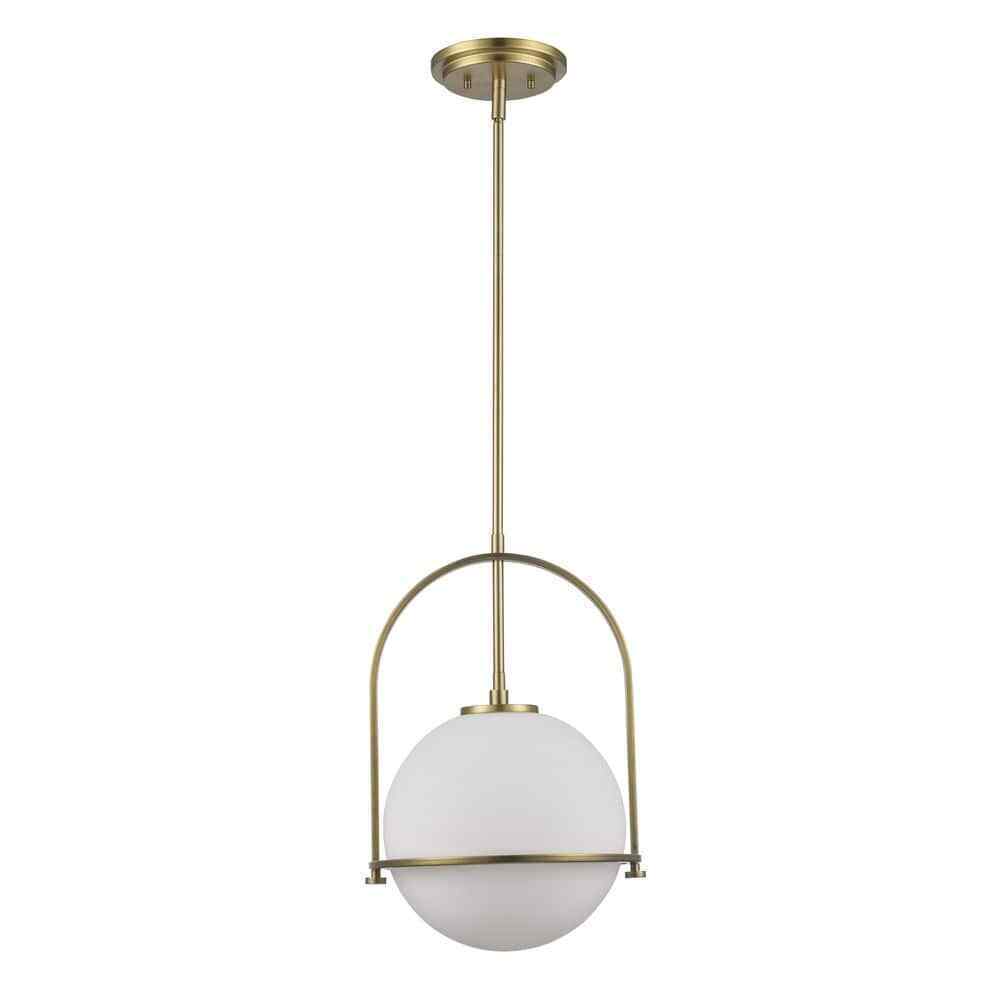 Home Decorators Owens 1-Light Gold Pendant Light Fixture w/ Globe Glass Shade