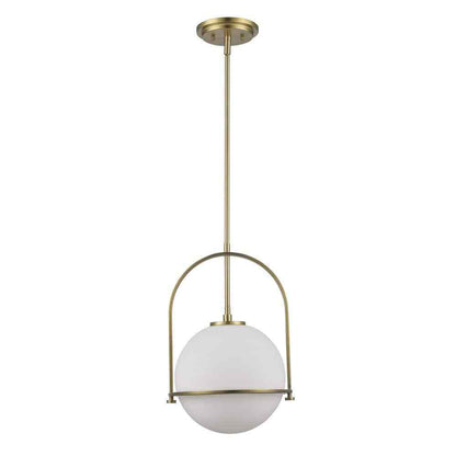 Home Decorators Owens 1-Light Gold Pendant Light Fixture w/ Globe Glass Shade