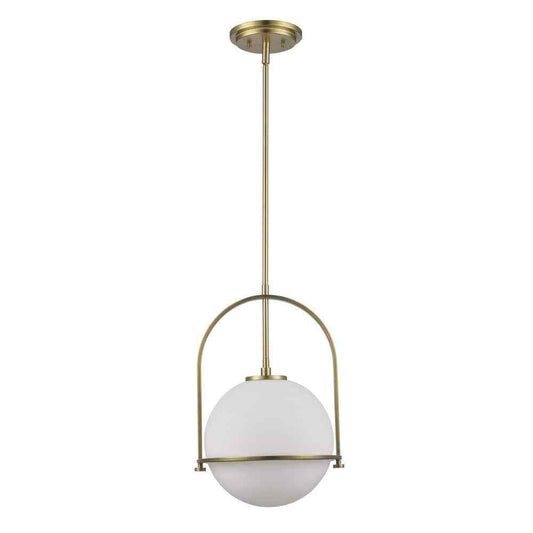 Home Decorators Owens 1-Light Gold Pendant Light Fixture w/ Globe Glass Shade