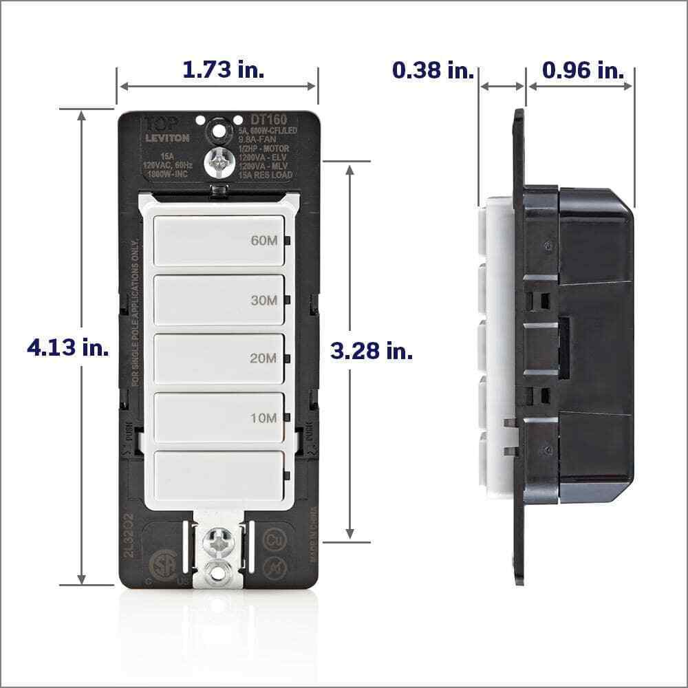 Leviton Decora 15A 60-Minute Indoor In-Wall Countdown Timer Switch 1/2 HP/9.8A