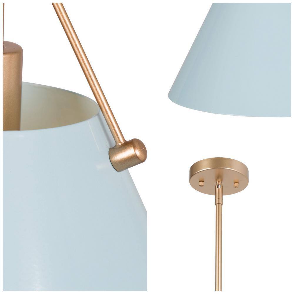 LNC Modern Grey Blue Island Pendant Light w/ Linear Gold Downrod