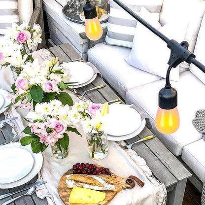 Brightech 12-Light 27 ft. Black Outdoor Solar Hanging LED String Lights