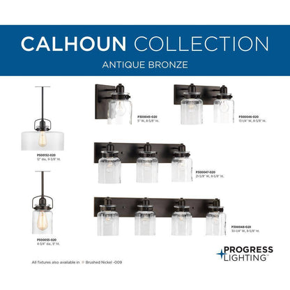 Progress Lighting Calhoun 2-Light Antique Bronze Clear Glass Bath Vanity Light