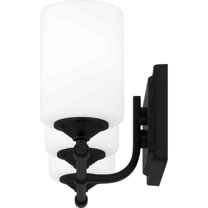Hampton Bay Darlington Matte Black Vanity Light w/ Frosted Opal Glass Shades