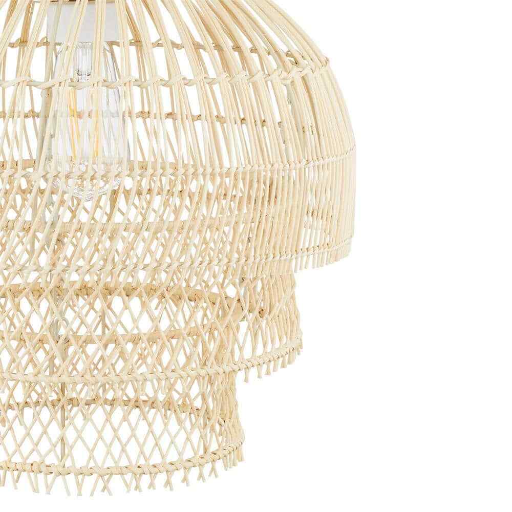 Hampton Bay Shawside 1-Light Tiered Brown Pendant Rattan
