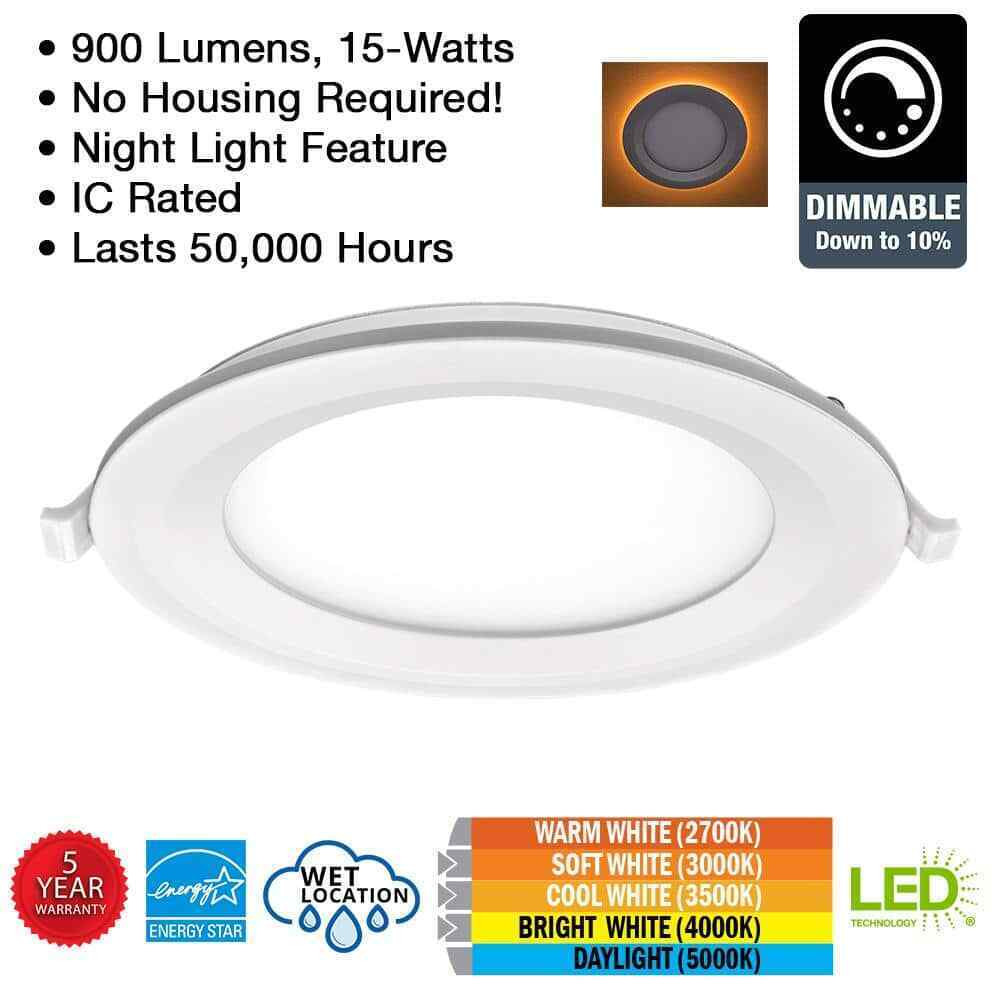 Commercial Electric Ultra Slim 6 in. CCT Integrated LED Recessed Light Trim