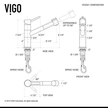 VIGO Branson Single-Handle Pull-Out Sprayer Kitchen Faucet in Stainless Steel
