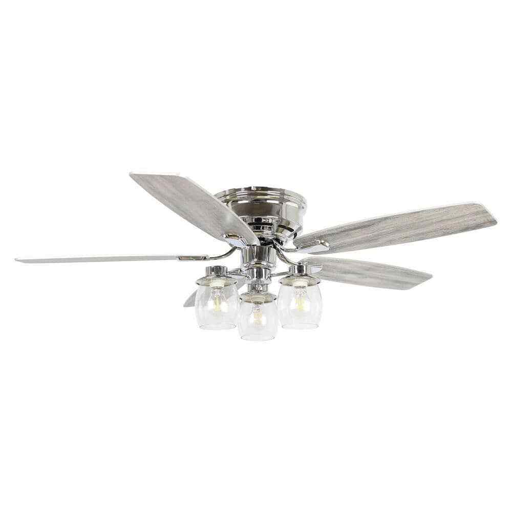 matrix decor 52 "Silver Flushed Mounted Ceiling Fan w/ Light and Remote Control