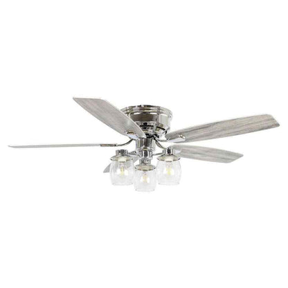 matrix decor 52 "Silver Flushed Mounted Ceiling Fan w/ Light and Remote Control
