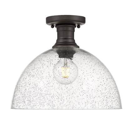 Golden Lighting Hines 11 in. 1-Light Rubbed Bronze Semi-Flush Mount