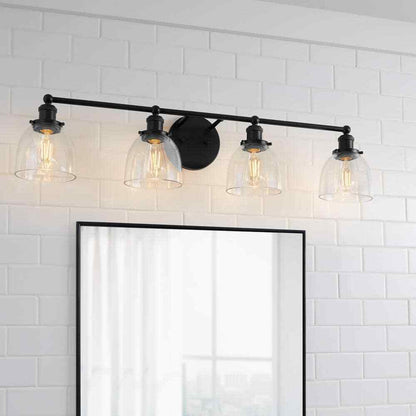 Home Decorators Evelyn 37.5 in. 4-Light Matte Black Modern Bathroom Vanity Light