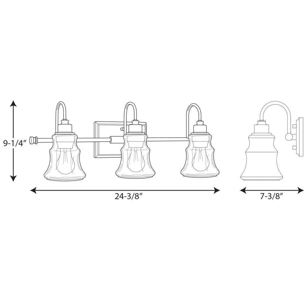 Progress Lighting Litchfield 3-Light Polished Chrome Coastal Bath Vanity