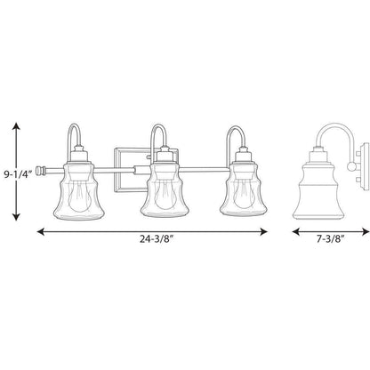 Progress Lighting Litchfield 3-Light Polished Chrome Coastal Bath Vanity
