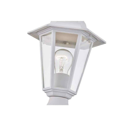 Pia Ricco 1-Light Textured White Outdoor Post Light with Clear Glass