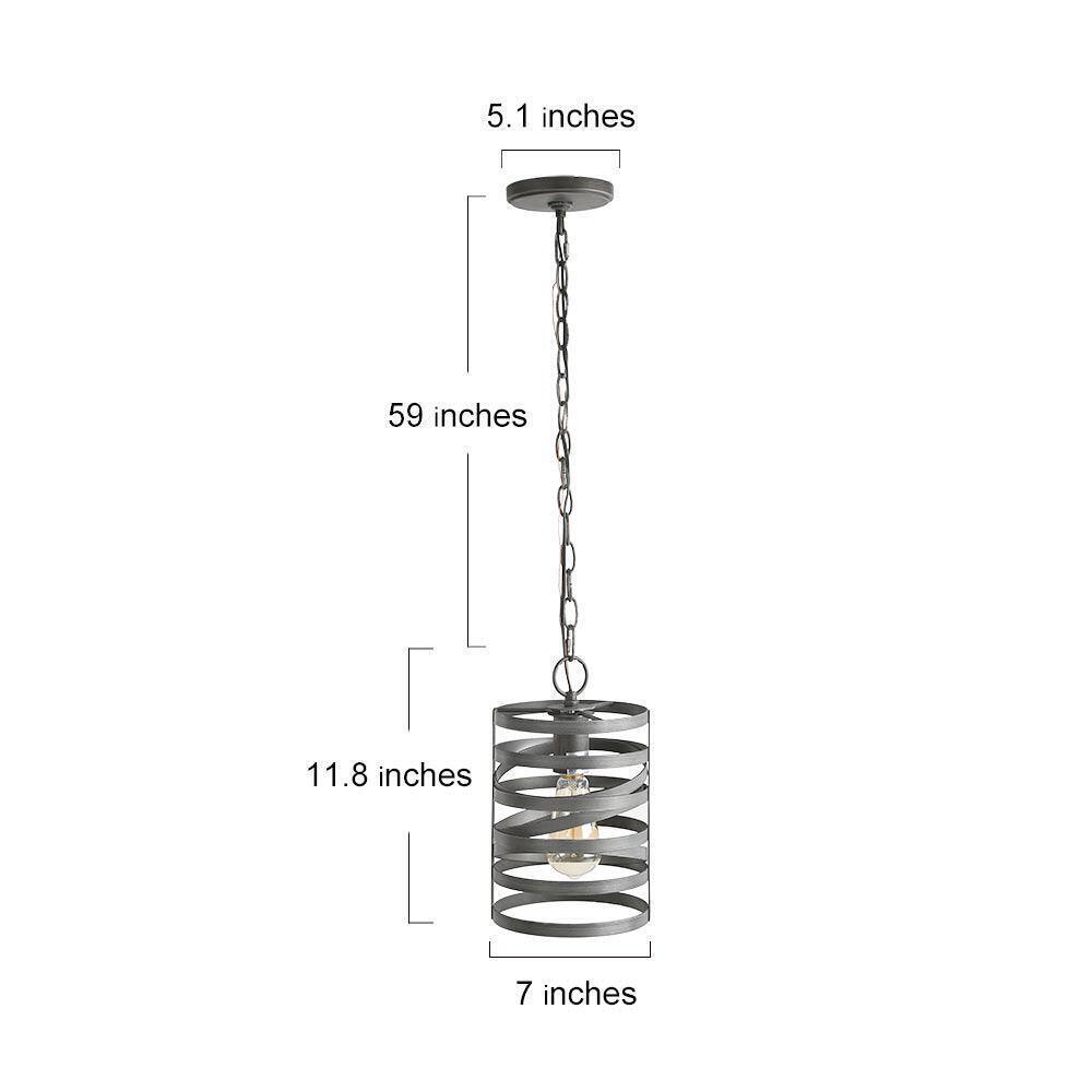 LNC Modern Drum Cage Pendant Classic 1-Light 7.1 in. Brushed Dark Gray Pendant