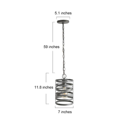LNC Modern Drum Cage Pendant Classic 1-Light 7.1 in. Brushed Dark Gray Pendant