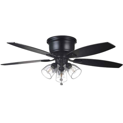 Hampton Bay Stoneridge 52 in. Matte Black Hugger LED Ceiling Fan with Light Kit