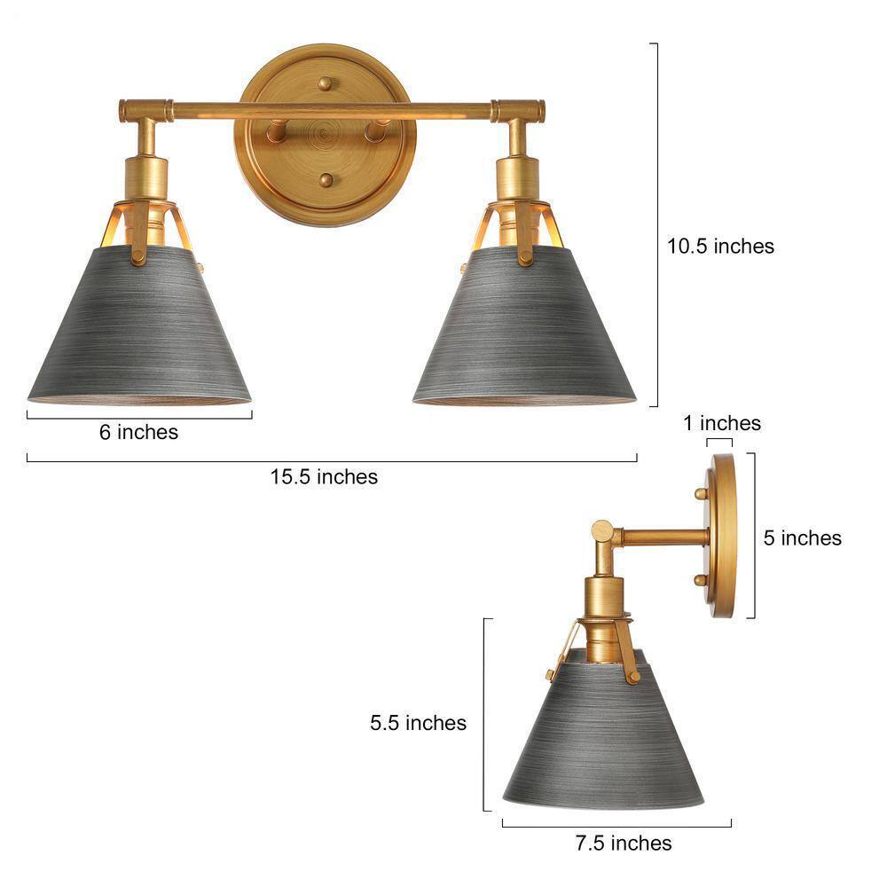 LNC Vintage Gold/Gray Modern Vanity Light with Bell/Cone Shades