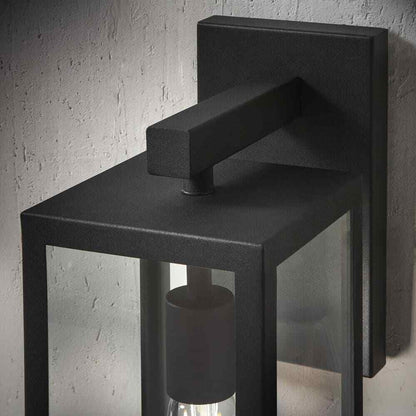 Hampton Bay Hurley 19.25 in. Matte Black Farmhouse Outdoor 1-Light Wall Sconce