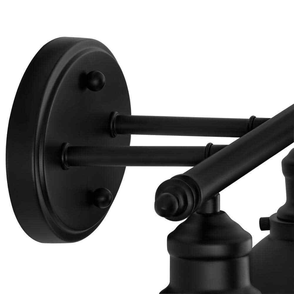 Hampton Bay Glenhurst 16 in. 2-Light Black Bathroom Vanity Light Fixture