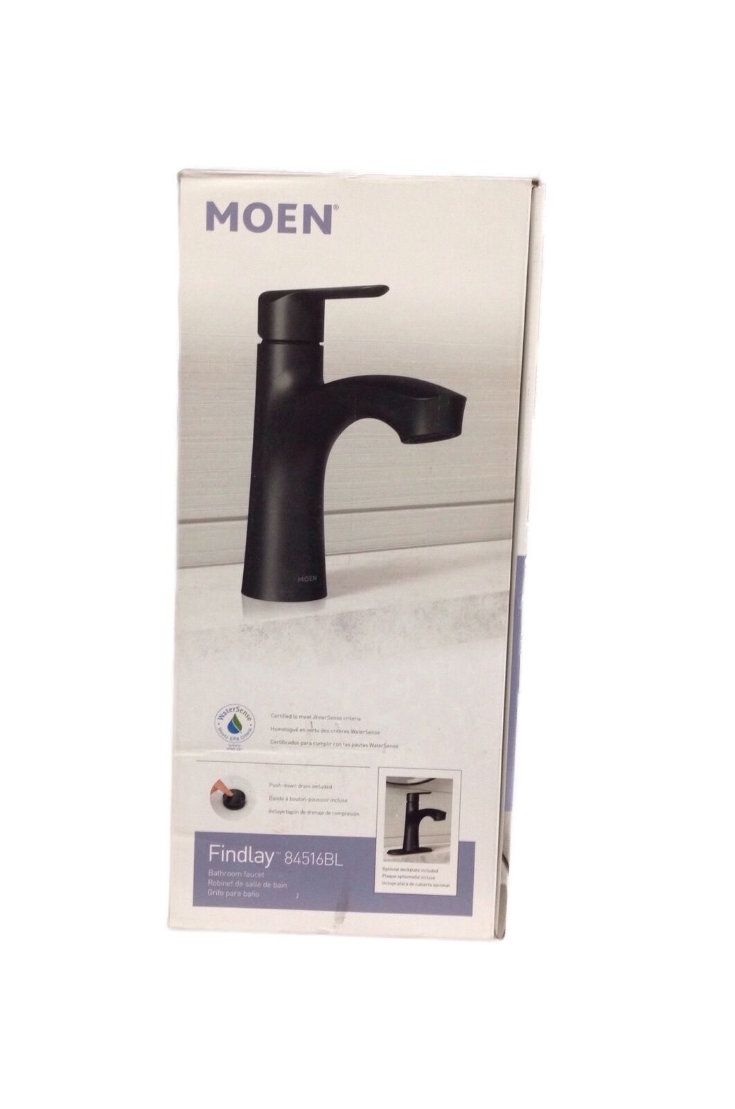 MOEN Findlay Single-Handle Single-Hole Bathroom Faucet in Matte Black 84516BL