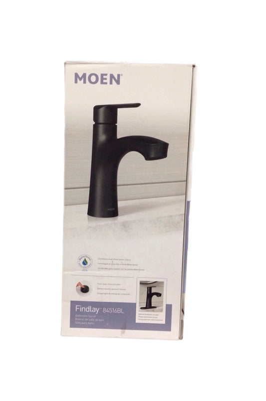 MOEN Findlay Single-Handle Single-Hole Bathroom Faucet in Matte Black 84516BL