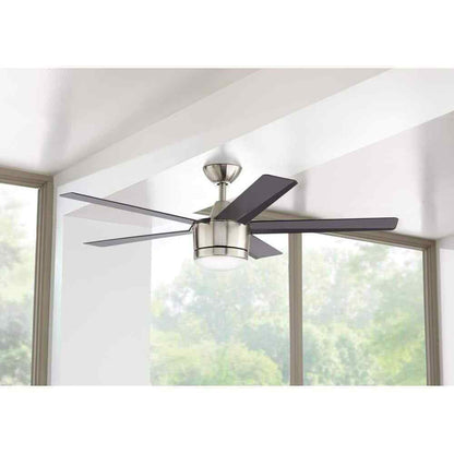 Home Decorators Merwry 52 in. Integrated LED Indoor Brushed Nickel Ceiling Fan