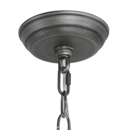 LNC Brown Caged Chandelier Faux Wood 4-Light Brushed Silver