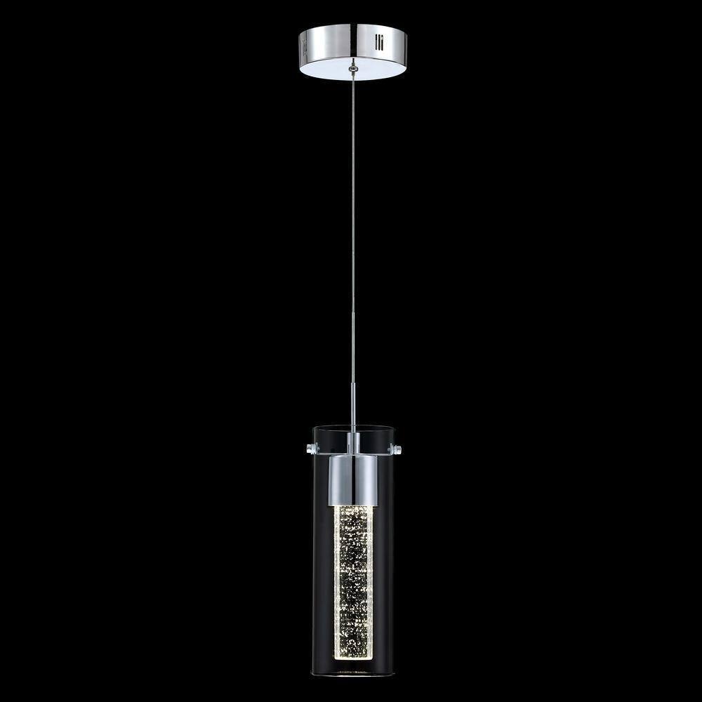 Pia Ricco 8-Watt Integrated LED Chrome Pendant with Crystal Bubble Glass Shade