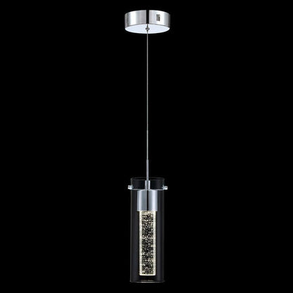 Pia Ricco 8-Watt Integrated LED Chrome Pendant with Crystal Bubble Glass Shade