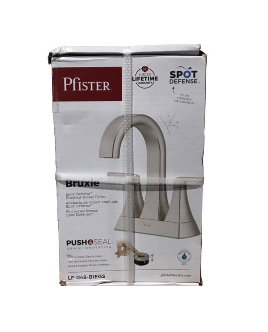 Pfister Bruxie 4 in. Centerset 2-Handle High Arc Bathroom Faucet Brushed Nickel