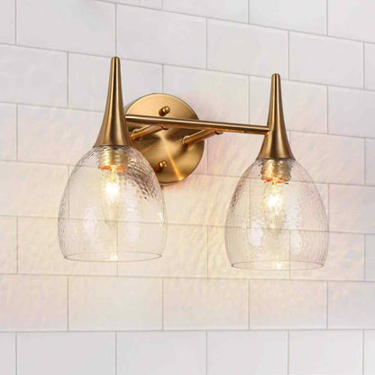 LNC Modern Plated Brass 2-Light Vanity Light Contemporary Bathroom Wall Light