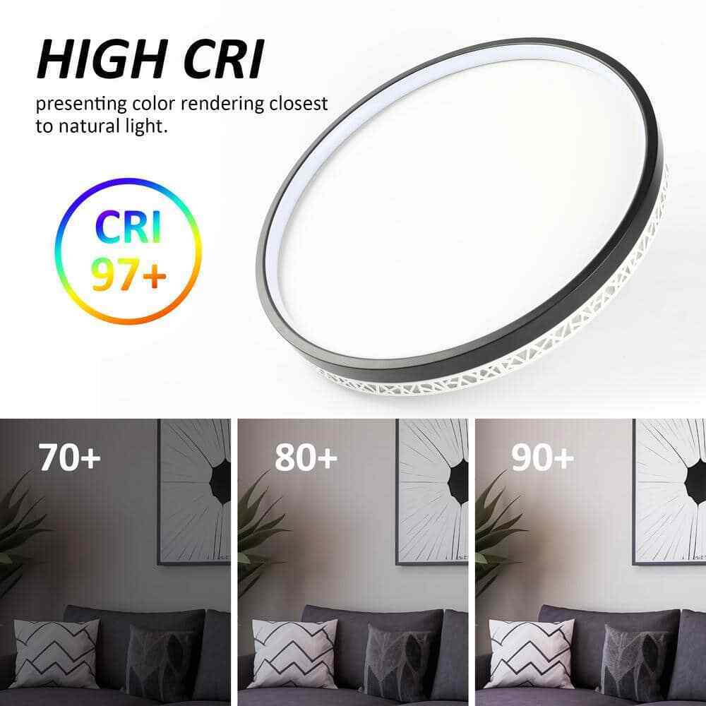 TOZING 16 in. Modern Black Dimmable Integrated LED Flush Mount Ceiling Light