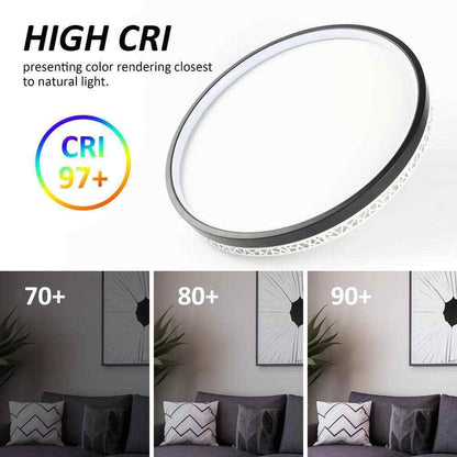 TOZING 16 in. Modern Black Dimmable Integrated LED Flush Mount Ceiling Light