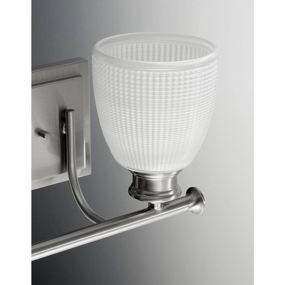 Progress Lighting Lucky 3-Light Brushed Nickel Glass Coastal Bath Vanity Light