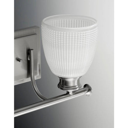 Progress Lighting Lucky 3-Light Brushed Nickel Glass Coastal Bath Vanity Light