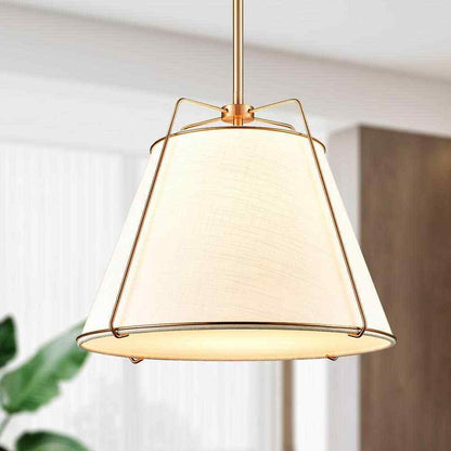 Light Society Lise 15 in. 1-Light Brushed Brass Chandelier with Fabric Shade