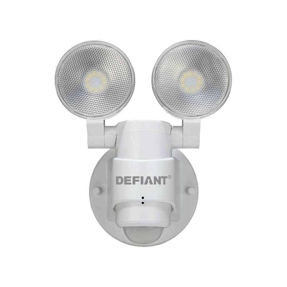 Defiant 1100 Lumen 180-Degree Integrated LED Two-Head White Outdoor Flood Light