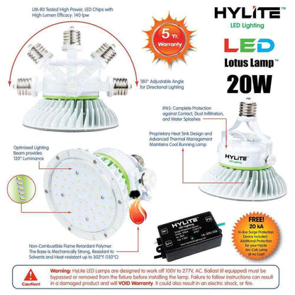 Hy-Lite 20W Equivalent Lotus LED Lamp 100W HID Equivalent 3000K 2800