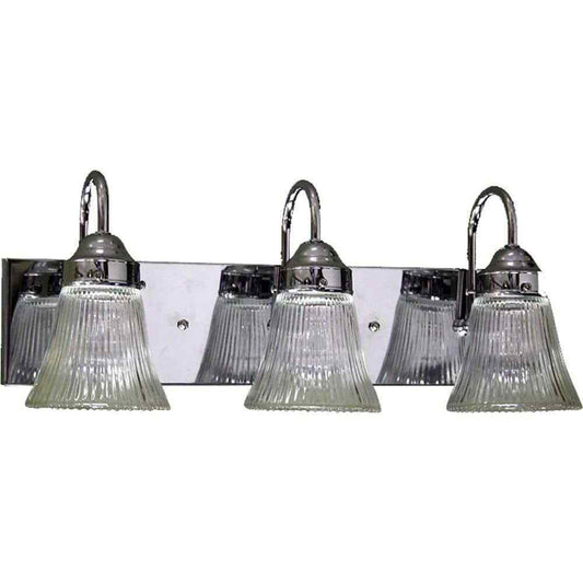 Volume Lighting Marti  Chrome Bath Vanity Light  w/ Ribbed Glass Bell Shades