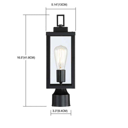 Hukoro 1-Light Black Outdoor Post Light Kits Head with Clear Glass Shade