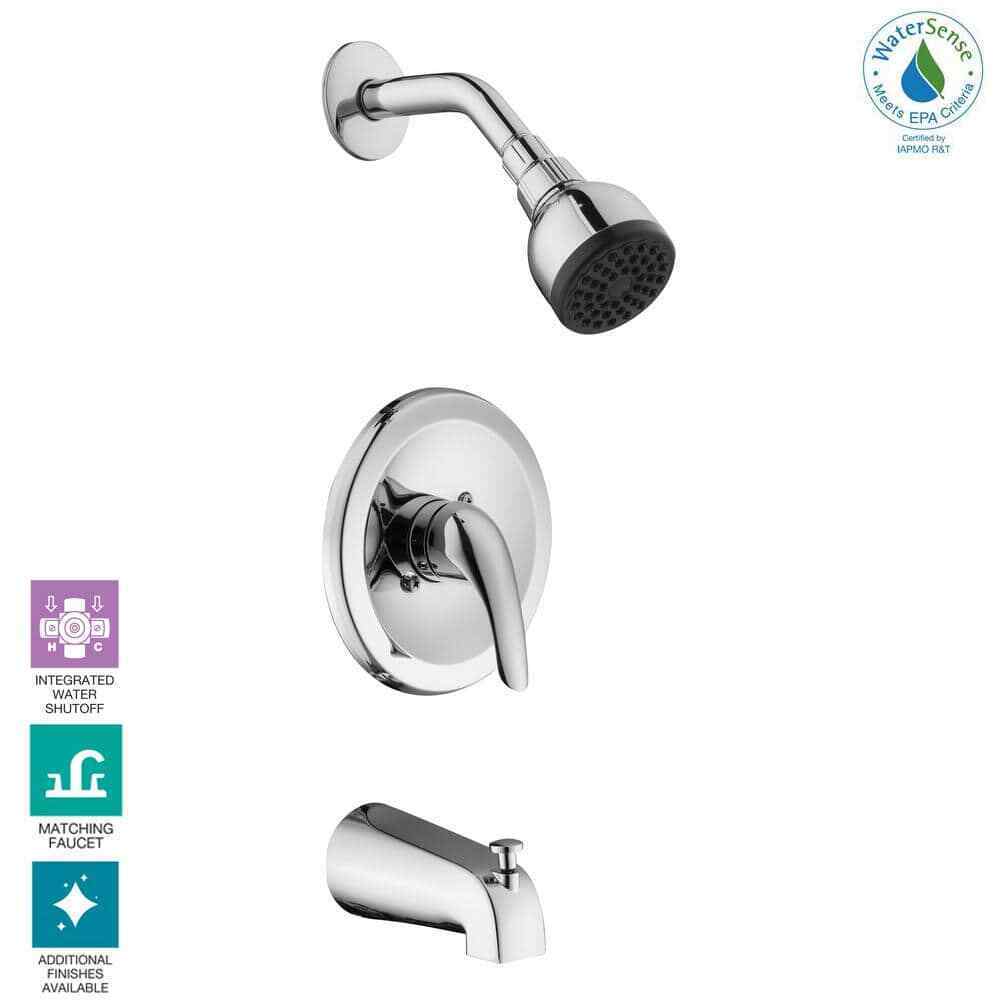 Glacier Bay Aragon Single-Handle 1-Spray Tub & Shower Faucet in Chrome w/Valve