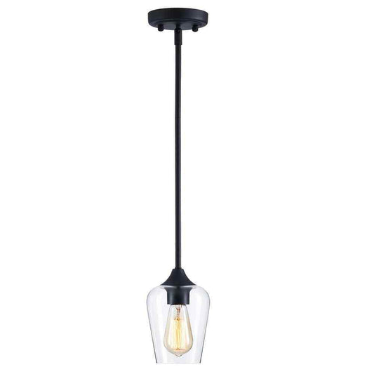 Merra 1-Light Matte Black Pendant Light Glass Goblet Shade HCF-2805-22-BNHD-1