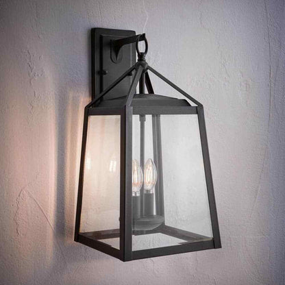 Home Decorators Blakeley Transitional 2-Light Black Outdoor Wall Lantern