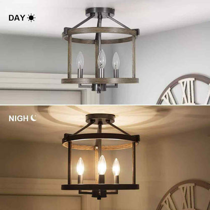 LNC Farmhouse Flush Mount Ceiling Light 3-Light Bronze Ceiling Light Fixture