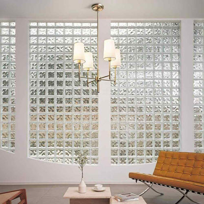 Globe Electric Ronnie 4-Lights Brass Chandelier with White Fabric Shades 61255