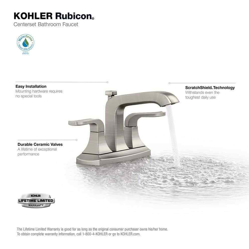 KOHLER Rubicon 4 " Centerset 2-Handle Bathroom Faucet in Vibrant Brushed Nickel