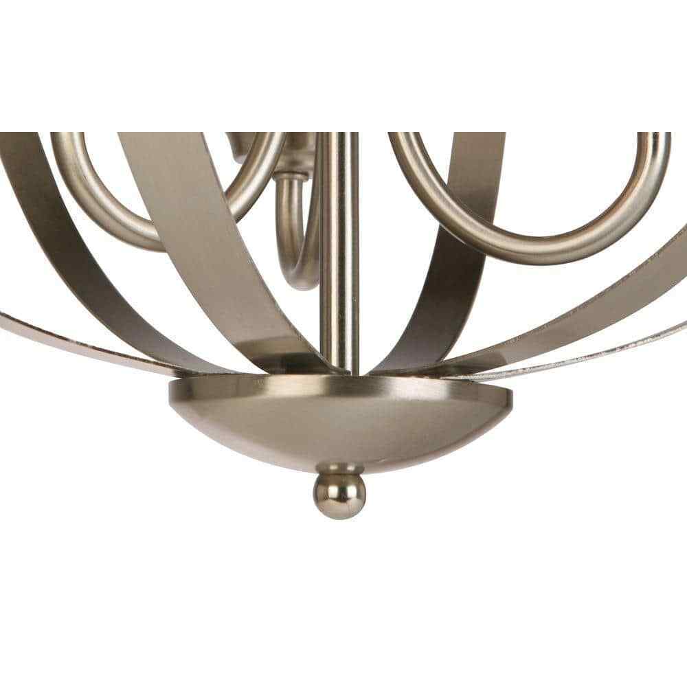 Hampton Bay Findlay 3-Light Brushed Nickel Chandelier w/ Etched White Glass